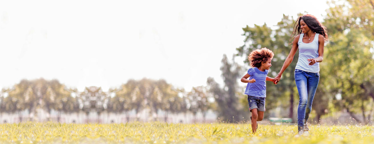 Mother and child running together